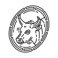 Ox Symbol Icon. Doodle Hand Drawn or Outline Icon Style. vector