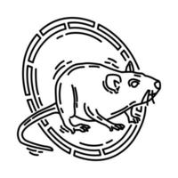 Rat Feng Shui Symbols Icon. Doodle Hand Drawn or Outline Icon Style. vector