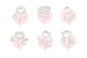 Doodles Herbs and flowers logo, set of hand-drawn flowers, floral set of wildflowers and herbs, vector objects isolated on a white background. One Line Drawing Vector Flowers Set. Botanical