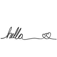 handwritten hello phrase word with continuous line style doodle vector