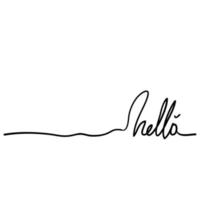 handwritten hello phrase word with continuous line style doodle vector