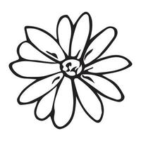 Simple vector flower doodle. Hand drawn outline icon. Floral illustration isolated on white background.