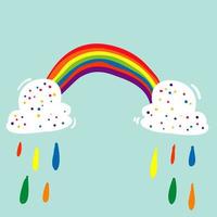 colorful doodle rainbow illustration handdrawn cartoon kawaii style vector