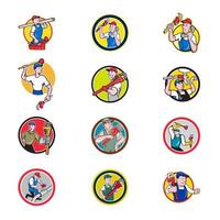 Plumber Cartoon Set vector