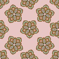 Abstract seamless pattern with mandala flower. Mosaic, tile, polka dot. Floral background. vector