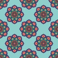 Abstract seamless pattern with mandala flower. Mosaic, tile. Floral background. vector