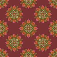 Abstract seamless pattern with mandala flower. Mosaic, tile, polka dot. Floral background. vector