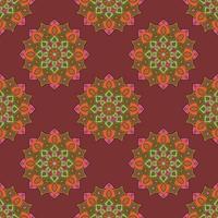 Abstract seamless pattern with mandala flower. Mosaic, tile, polka dot. Floral background. vector