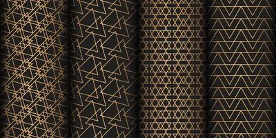 Geometric black gold seamless pattern background vector