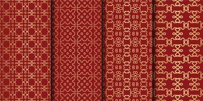 Geometric red gold seamless pattern background vector