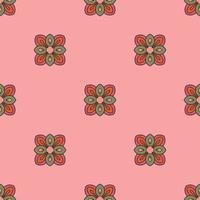 Abstract seamless pattern with mandala flower. Mosaic, tile, polka dot. Floral background. vector
