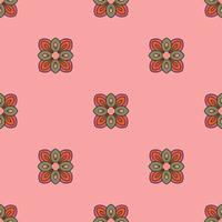 Abstract seamless pattern with mandala flower. Mosaic, tile, polka dot. Floral background. vector