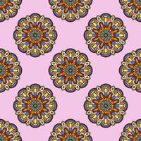 Abstract seamless pattern with mandala flower. Mosaic, tile. Floral background. vector