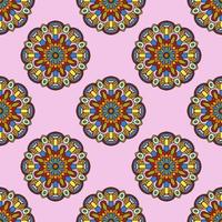 Abstract seamless pattern with mandala flower. Mosaic, tile. Floral background. vector