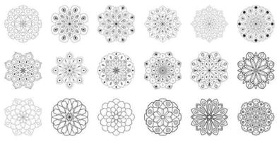 Cute set of Mandalas. Ornamental round doodle flowers isolated on white background. Geometric decorative ornaments in ethnic oriental style. vector