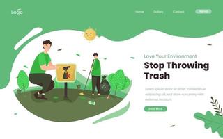 Stop throwing trash flat illustration concept vector