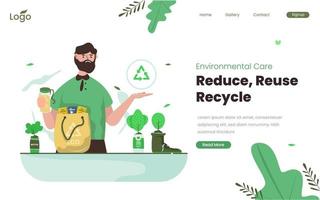 Reduce, reuse and recycle illustration flat design concept vector