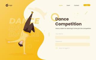 Freestyle dance competition on landing page design vector