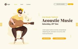 A man plays an acoustic guitar flat design concept vector