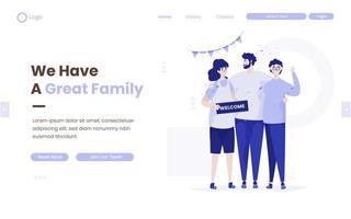 Great family hugging concept on landing page design vector