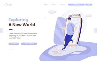 Flat design welcome greetings with new exploration concept vector