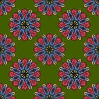 Abstract seamless pattern with mandala flower. Mosaic, tile, polka dot. Floral background. vector