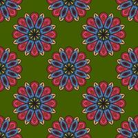 Abstract seamless pattern with mandala flower. Mosaic, tile, polka dot. Floral background. vector