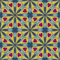 Resumen de patrones sin fisuras con flor de mandala. mosaico, azulejo. fondo floral. vector