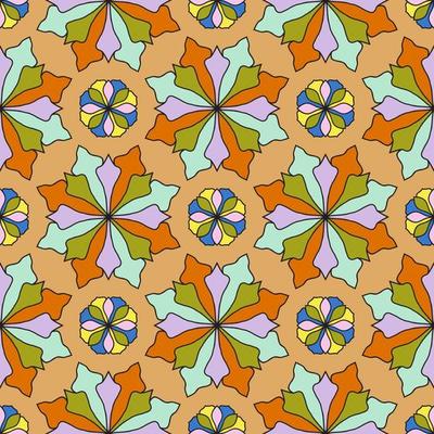 Abstract seamless pattern with mandala flower. Mosaic, tile. Floral background.