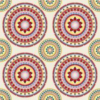 Abstract seamless pattern with mandala flower. Mosaic, tile, polka dot. Floral background. vector