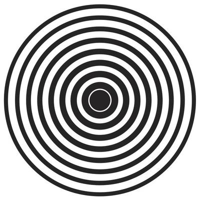 Black round halftone element isolated on white background.