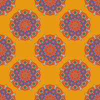 Abstract seamless pattern with mandala flower. Mosaic, tile, polka dot. Floral background. vector