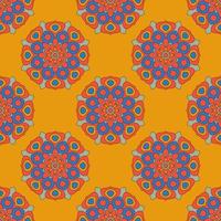 Abstract seamless pattern with mandala flower. Mosaic, tile, polka dot. Floral background. vector