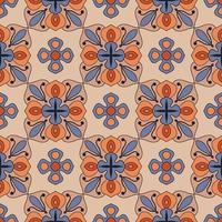 Abstract seamless pattern with mandala flower. Mosaic, tile, polka dot. Floral background. vector