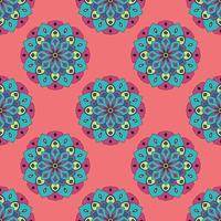 Abstract seamless pattern with mandala flower. Mosaic, tile, polka dot. Floral background. vector