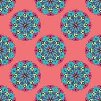 Abstract seamless pattern with mandala flower. Mosaic, tile, polka dot. Floral background. vector