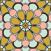 Resumen de patrones sin fisuras con flor de mandala. mosaico, azulejo. fondo floral. vector