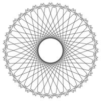 Abstract linear round rosette  isolated on white background. Thin line logo. Geometric shape. vector