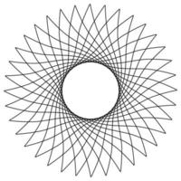Abstract linear round rosette  isolated on white background. Thin line logo. Geometric shape. vector