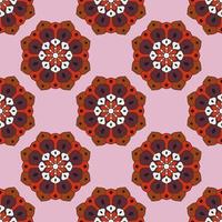 Abstract seamless pattern with mandala flower. Mosaic, tile, polka dot. Floral background. vector