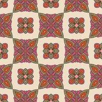 Abstract seamless pattern with mandala flower. Mosaic, tile, polka dot. Floral background. vector