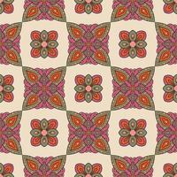 Abstract seamless pattern with mandala flower. Mosaic, tile, polka dot. Floral background. vector