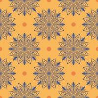 Abstract seamless pattern with mandala flower. Mosaic, tile, polka dot. Floral background. vector