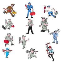 Plumber Cartoon Set vector