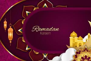 Ramadan Kareem Islamic background with purple color vector