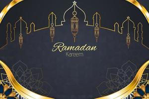 Ramadan Kareem Islamic background with gray color and element vector