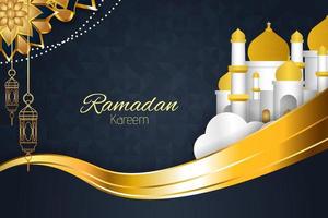 Ramadan Kareem Islamic background with element and gray color vector