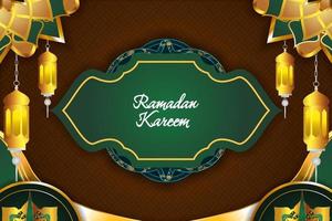 Background Ramadan Kareem Islamic with brown and green color vector