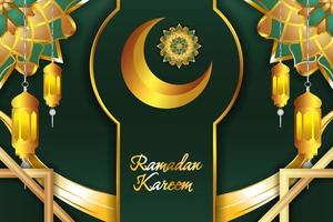 Ramadan Kareem Islamic background with element and green color vector