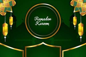 Ramadan Kareem Islamic background with element and green color vector